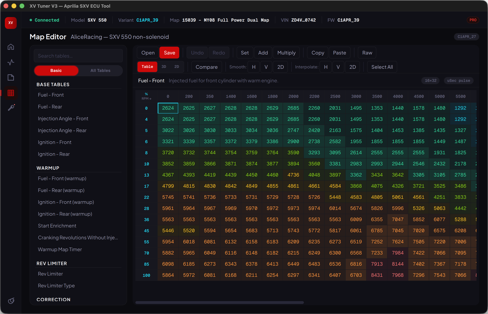 XV Tuner V3 dark theme